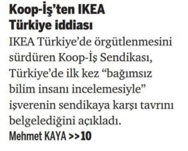 IKEA Türkiye Bağımsız Raporu Medyada